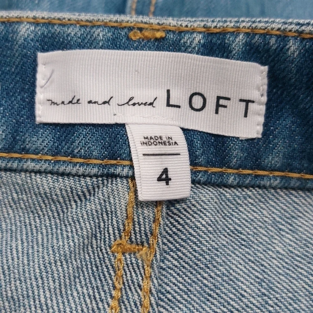 Loft Distressed Mini Denim Skirt- size 4
